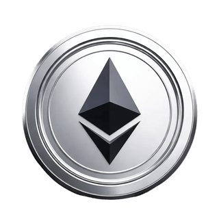 Elemento gráfico suspendido que muestra la moneda de Ethereum (ETH)
